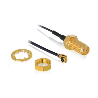 DELOCK Antennenkabel SMA Buchse zum Einbau zu I-PEX Inc. MHF I Stecker 1.37 35cm Gewindelnge 10mm