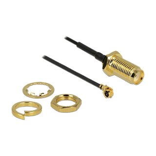 Antennenkabel SMA Buchse zum Einbau zu I-PEX Inc., MHF® I Stecker 1.13, 7 cm Gewindelänge 10 mm