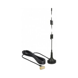 LTE Antenne SMA Stecker 90° 2,5 dBi starr omnidirektional mit magnetischem Standfuß und Anschlusskabel RG-174 2,5 m outdoor schwarz