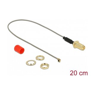 Antennenkabel RP-SMA Buchse zum Einbau Ferritkern zu I-PEX Inc., MHF® I Stecker 1.13 20 cm Gewindelänge 10 mm