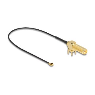 DELOCK Antennenkabel RP-SMA 90 PCB Buchse zum Einbau zu I-PEX Inc. MHF I Stecker 1.13 25cm Gewindelnge 15mm