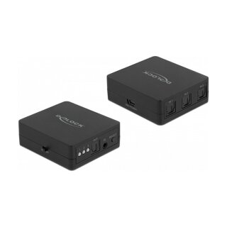 DELOCK S/PDIF TOSLINK Switch 3 In 1 Out mit IR-Fernbedienung und USB Stromversorgung