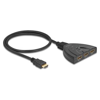HDMI Switch 3 x HDMI in zu 1 x HDMI out 8K 60 Hz mit integriertem Kabel 60 cm