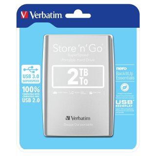 2,5" Verbatim 8.9cm 2TB USB 3.0 Storen Go Silver retail