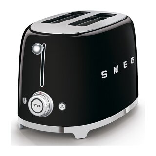 SMEG Toaster 2-Schlitz kompakt 50s Style TSF01BLEU, Schwarz, Hochglanz