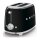 SMEG Toaster 2-Schlitz kompakt 50s Style TSF01BLEU, Schwarz, Hochglanz