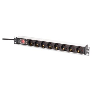 DIGITUS Steckdosenleiste 8-fach 19" Alu. 1HE 2m schwarz
