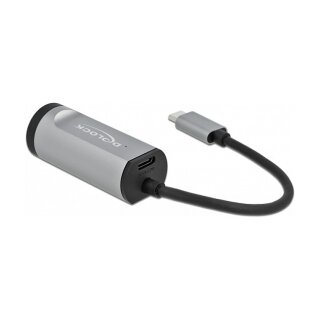 USB Type-C™ Adapter zu Gigabit LAN mit Power Delivery Anschluss grau