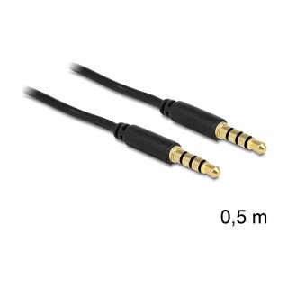 Klinkenkabel 3,5 mm 4 Pin Stecker zu Stecker 0,5 m schwarz