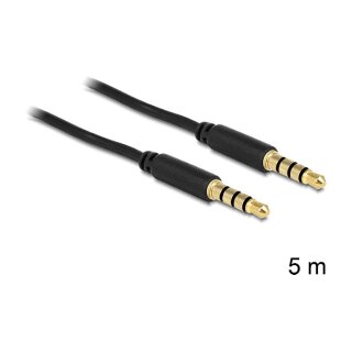 Klinkenkabel 3,5 mm 4 Pin Stecker zu Stecker 5 m schwarz
