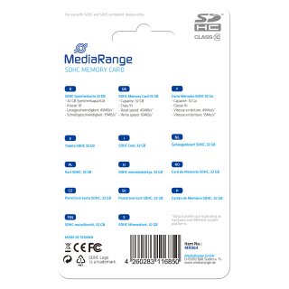 CARD MediaRange Speicherkarte 32GB SDHC Klasse 10
