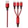 2GO 3in1 USB Ladekabel Micro-USB,Apple,TypeC Nylon 1,5m rot