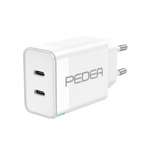 PEDEA 40W USB-C (PD) Schnellladegerät - 2-Ports Mehrfach Handy-Ladegerät mit USB-C, weiß