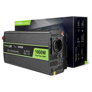 Green Cell KFZ Spannungswandler Power Inverter 12V > 230V 1000/2000W Black