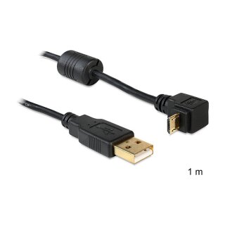 Kabel USB-A Stecker > USB micro-B Stecker gewinkelt 90° oben / unten