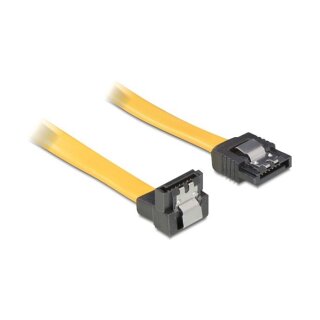 SATA 3 Gb/s Kabel gerade auf unten gewinkelt 10 cm gelb