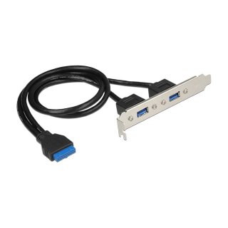 Slotblech 1 x 19 Pin USB 3.0 Pfostenbuchse intern > 2 x USB 3.0 Typ-A Buchse extern