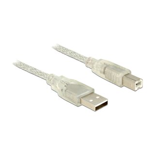Kabel USB 2.0 Typ-A Stecker > USB 2.0 Typ-B Stecker 5 m transparent