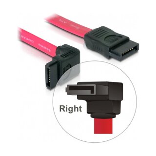 SATA 3 Gb/s Kabel gerade auf unten gewinkelt 50 cm rot