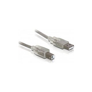 Kabel USB 2.0 Typ-A Stecker > USB 2.0 Typ-B Stecker 0,5 m transparent