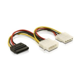 Stromkabel 4 Pin Stecker zu SATA 15 Pin Buchse + 4 Pin Buchse