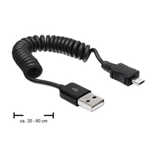 Kabel USB 2.0-A Stecker > USB micro-B Stecker Spiralkabel