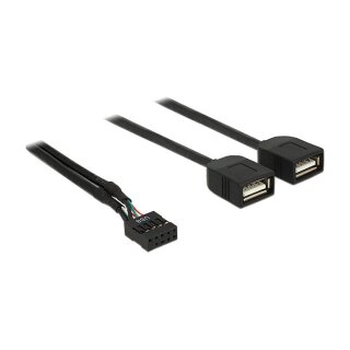 USB Kabel Pin Header Buchse > 2 x USB 2.0 Typ-A Buchse 40 cm