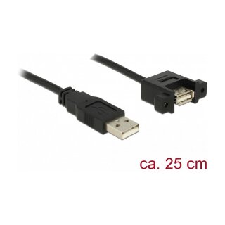 Kabel USB 2.0 Typ-A Stecker > USB 2.0 Typ-A Buchse zum Einbau 0,25 m