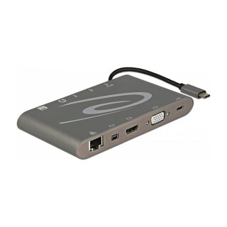 Dockingstation USB 3.1 Type-C zu DP+HDMI+VGA+LAN 4k 30Hz dunkelgrau Delock