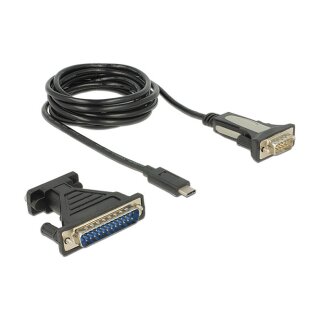USB C > Adapter Seriell 9 Pin Stecker + 25 Pin Adapter FTDI Delock