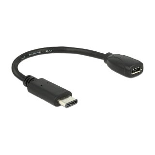 Adapterkabel USB Type-C™ 2.0 Stecker > USB 2.0 Typ Micro-B Buchse 15 cm schwarz