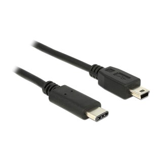 USB2.0 USB Type-C 2.0 Stecker > USB 2.0 Typ Mini-B Stecker 1,0 m schwarz Delock