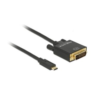 DeLock DVI 24+1 > USB-C (ST-ST) 1m Adapterkabel 4K 30Hz Schwarz