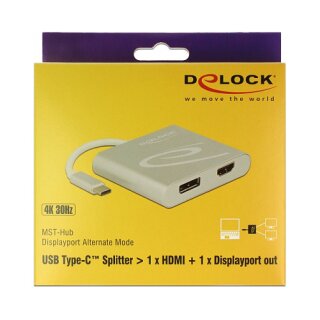 USB C > Adapter Splitter 1 x HDMI 1 x DP Buchse DP-Alt Mode Delock