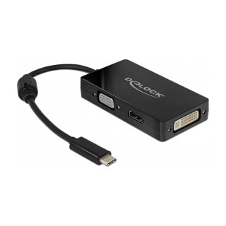 DeLock 63925 - Adapter USB Type-C Stecker> VGA HDMI DVI Buchse schwarz - Adapter - Digital/Daten