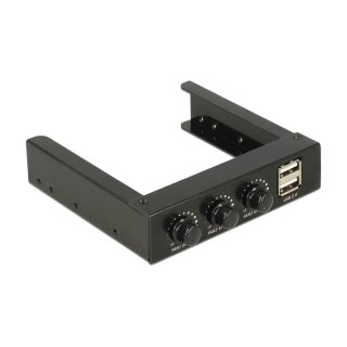 Delock 3.5" Front Panel > 2 x USB 2.0 and fan control - Anschlüsse am vorderen Bedienfeld des Speicherschachts - USB 2.0 x 2