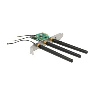PCI Express x1 Karte > 1 x intern M.2 Key A Slot mit 3 externen Antennen – Low Profile Formfaktor