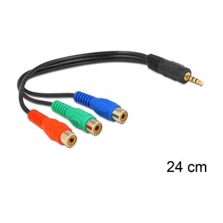 DeLock Videokabel - Component Video - RCA x 3 0,24m Black