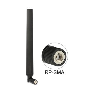WLAN 802.11 ac/a/h/b/g/n Antenne RP-SMA Stecker 5 - 7 dBi omnidirektional mit Kippgelenk schwarz