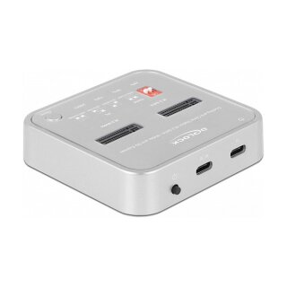 Dockingstation für 1 x M.2 NVMe SSD + 1 x M.2 SATA SSD mit SD Express (SD 7.1) Card Reader und Klon Funktion