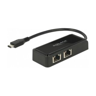 DeLock USB-C > 2x Gigabit LAN (ST-BU) Adapter Schwarz