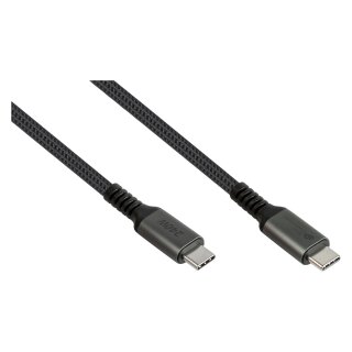 GoodConnections USB-C 2.0 (ST-ST) 1m Anschlusskabel Textilmantel 240W Anthrazit