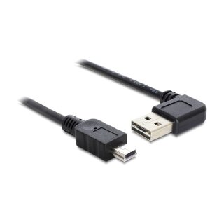 Kabel EASY-USB 2.0 Typ-A Stecker gewinkelt links / rechts > USB 2.0 Typ Mini-B Stecker 0,5 m