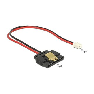 Kabel Power 2 Pin Buchse > 1 x SATA 15 Pin Buchse (5 V) Metallclip 20 cm