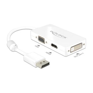 DELOCK Adapterkabel DisplayPort Stecker > 1 x VGA + 1 x HDMI + 1 x DVI 24+1 weiss
