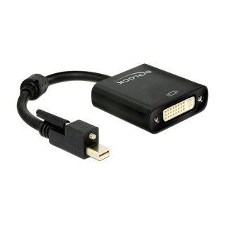 DELOCK Adapterkabel mini Displayport 1.2 Stecker mit Schraube > DVI 24+5 Buchse 25cm schwarz aktiv