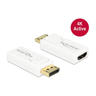 DELOCK Adapter DisplayPort 1.2 Stecker > HDMI Buchse weis 4K Aktiv