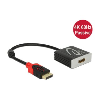 DELOCK Adapter Displayport 1.2 Stecker > HDMI Buchse 4K 60 Hz Passiv schwarz