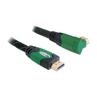 DELOCK Kabel HDMI A-A St/St 1.4 gewinkelt rechts gruen 3m