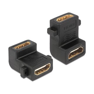 DELOCK Adapter HDMI-A Buchse > A Buchse 90G gewinkelt mit Schraubanschluss